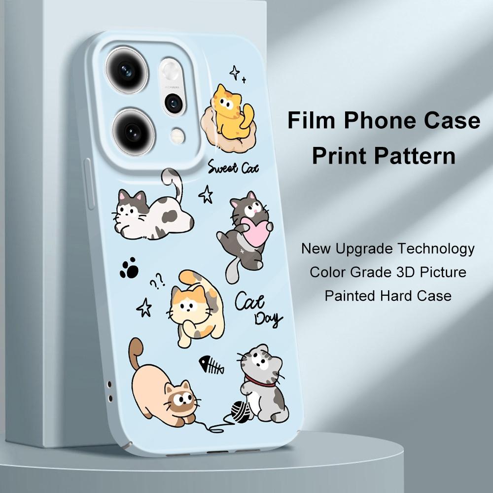 Чехол для телефона Happy Cat для OPPO Reno 14 14F 13 13F 12 12F 11 11F 10 8 8Z 8T 7 7Z Pro 4G 5G Пленка Жесткая Крышка
