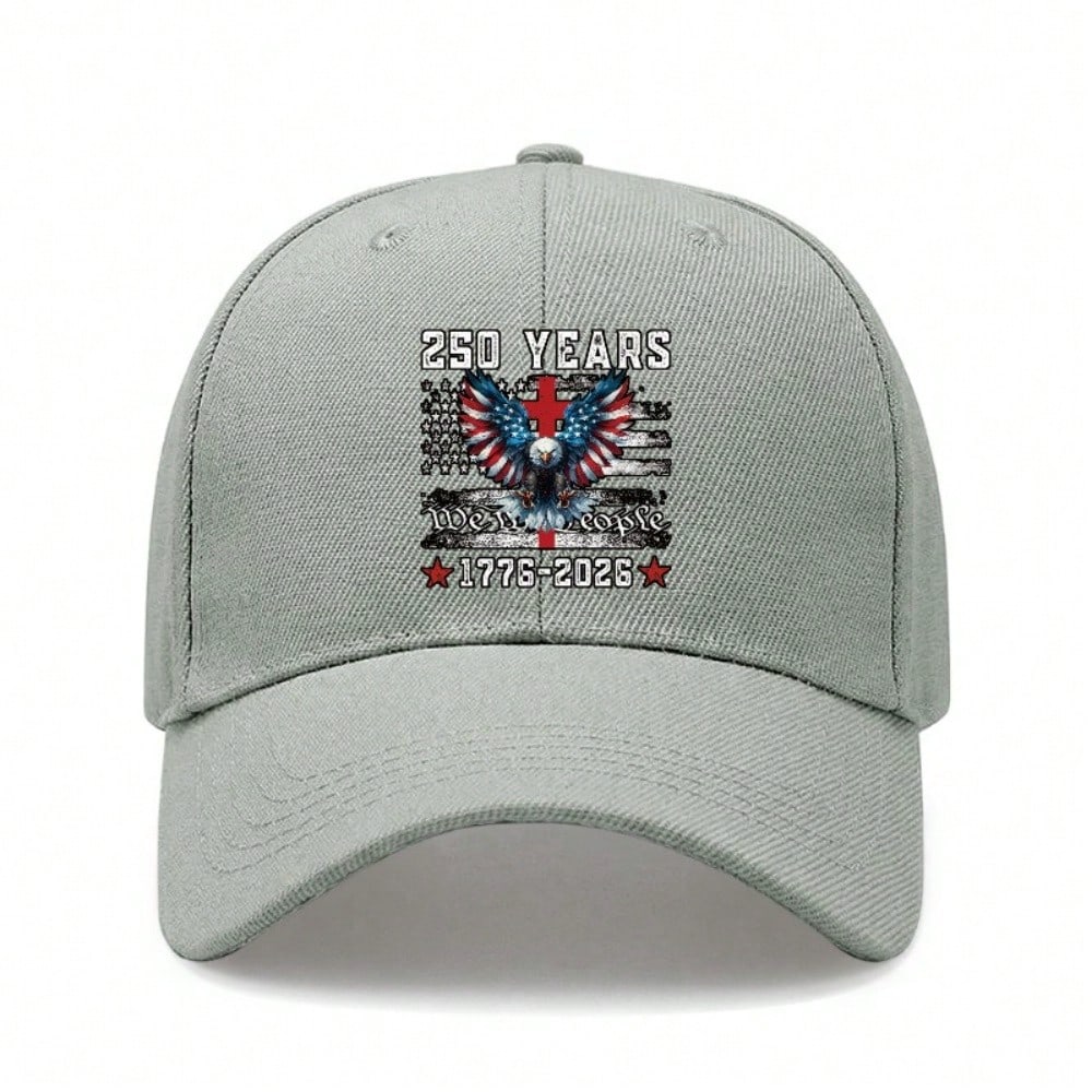 [Patriotic Baseball Cap] 250 Years We The People Print Polyester Adjustable Breathable Vintage American Flag Baseball Hat For July 4Th Independence
