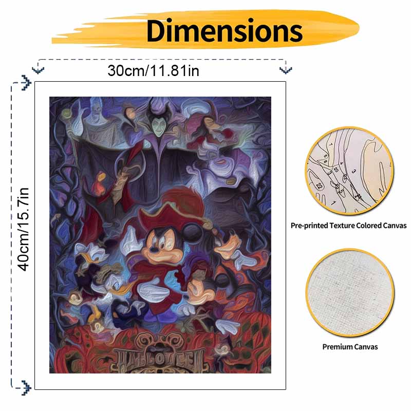 Disney Цифровой набор для масляной живописи, набор для рисования, руководство, DIY-рисование для домашнего декора с Микки Маусом и злодеями Disney