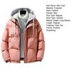 Men Autumn Winter Hooded Long Sleeve Coat Fake Two Pieces Pockets Zipper Placket Jacket Windproof Thickened Cotton Outwear