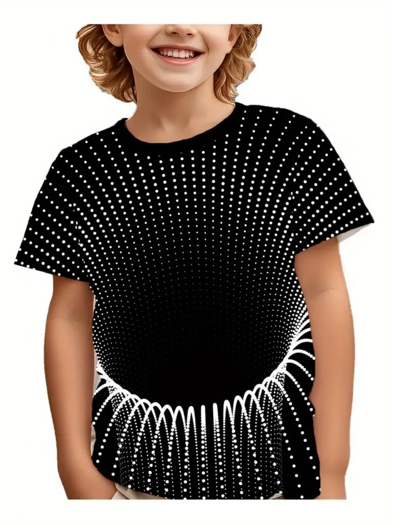 Children's Clothing T-Shirts for Boys Moon Pattern 3D Print Streetwear Short Sleeved Tops Quick-Drying T-Shirts for Children
