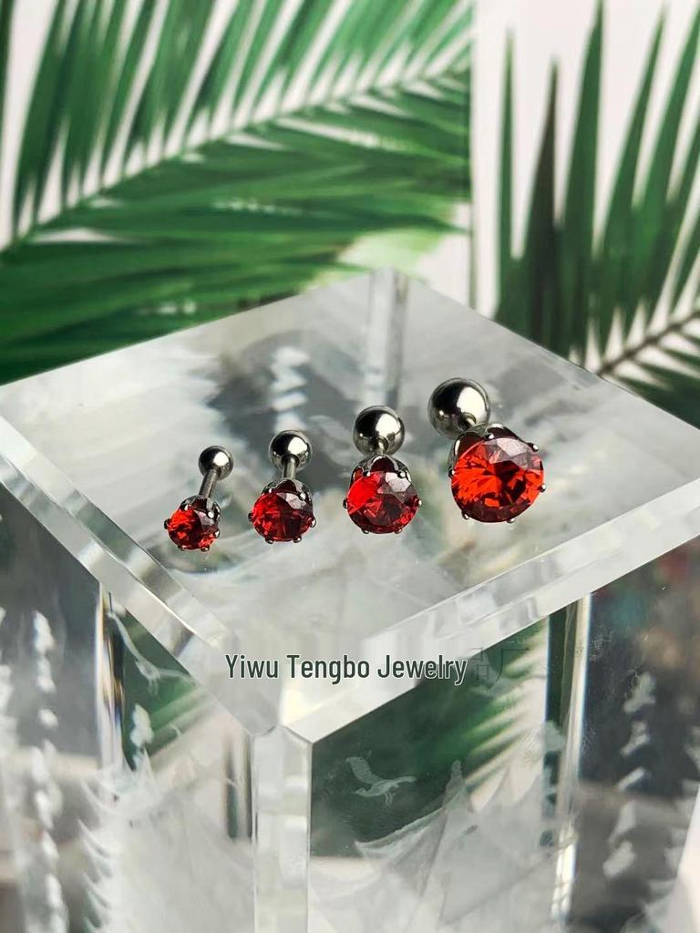 Minimalist Unisex Six-Prong Round Threaded Cubic Zirconia Cartilage Stud Earrings