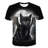 Summer Round Neck 3D Print Mysterious Cat Pattern Top Fashionable Casual Short Sleeved Men's T-shirts