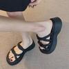 Lightweight Heightening Cross Sandals Women's Outer Wear 2025 Summer New Small Thick-soled Slippers Foreign-style Versatile Muffin Shoes
