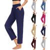 Women's Fashion Solid Color High-waisted Pocket Casual Pants Sweatpants Cropped Pants