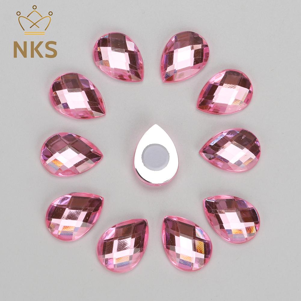 NKS High Quality 50 pcs Water Drop Shape Convenient Stick On Self-Adhesive Acrylic rhinestone For Furniture Home Decoration DIY