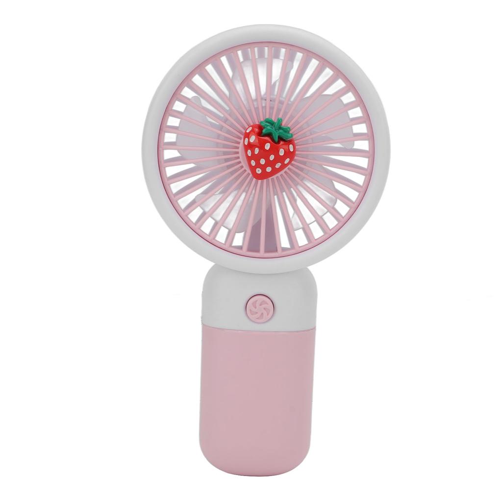 Handheld Fan Cartoon Strawberry Look USB Charging Portable Rechargeable Fan Portable with Lanyard Fo