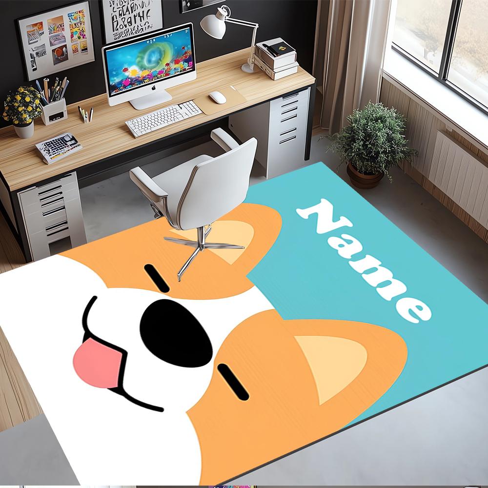 Custom Name Dog Printed Carpet,Rug for Office Chair Living Room Bedroom Kitchen Room Decor Gifts.
