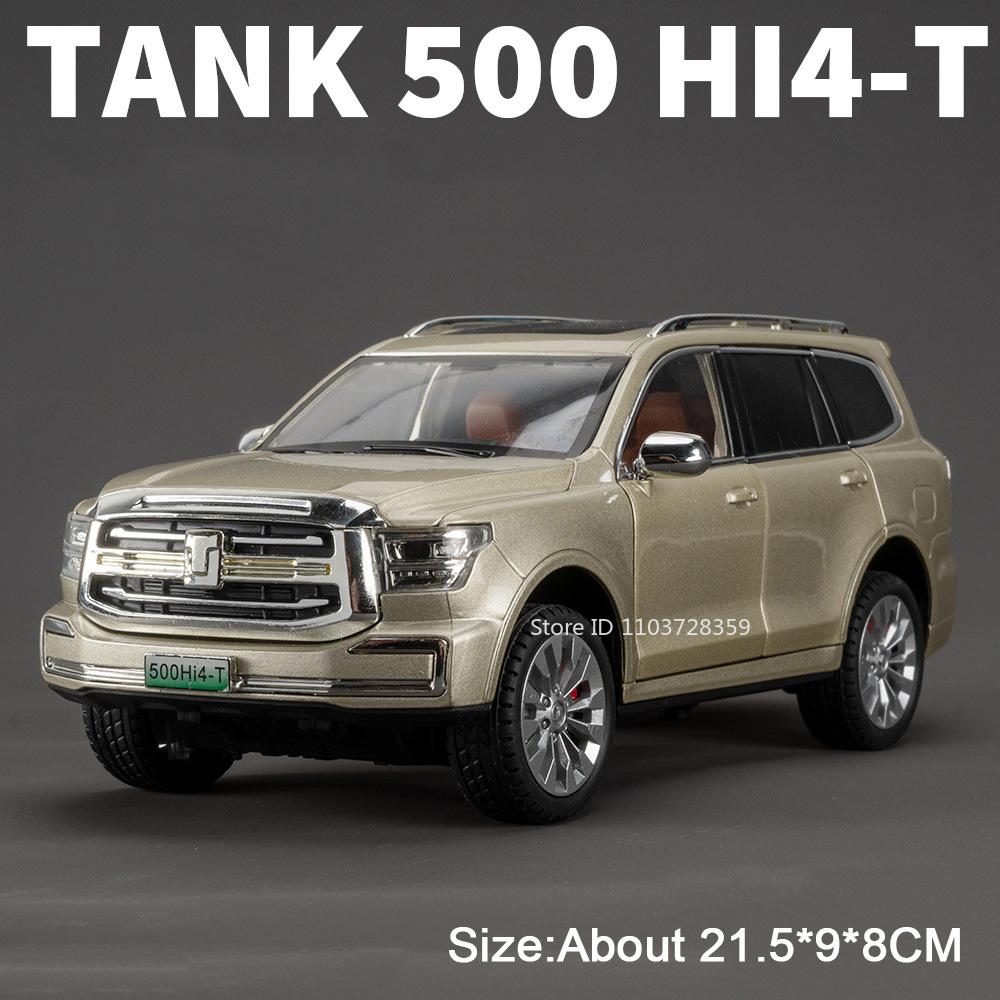 1:24 Tank 300 500HI4-T Car Toy Models Alloy Diecast Off-road Vehicles Sound Light Doors Opened Pull Back for Boys Birthday Gifts