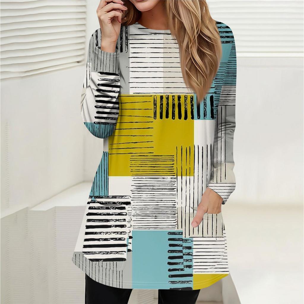 Women's Sweatshirt Pullover Active Sportswear Pocket Print Casual Round Neck Long Sleeve Top