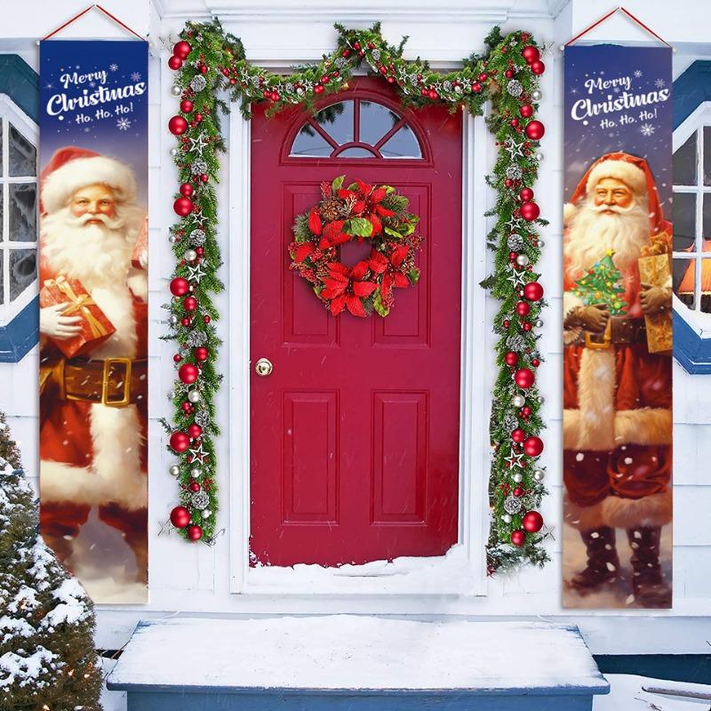 2024 Рождественское украшение двери Веселый рождественский баннер Декор для дома Подвесной рождественский орнамент Навидад С Новым годом Подарок