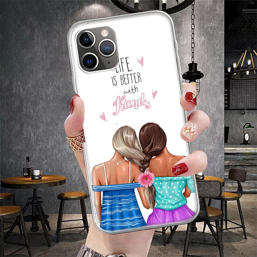 Лучшие подруги Навсегда BFF Мягкий Чехол Для Телефона Для IPhone 11 17 Air 16E 16 Pro Max 15 + 14 Plus 13 Mini 12 Apple 7 SE 8 Fundas C