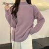 Hirsionsan Casual Solid Warm Pullovers Female Loose Turtleneck Base Knitted Sweater Women Winter Simple Long Sleeve Soft Gentle Jumper