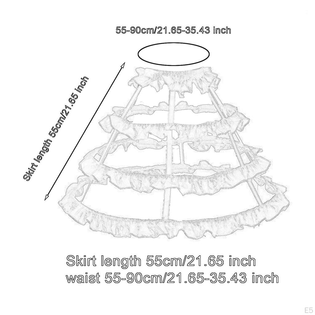 3 Hoops Skirt Petticoat Elastic Waistband Crinoline Pannier for Gown