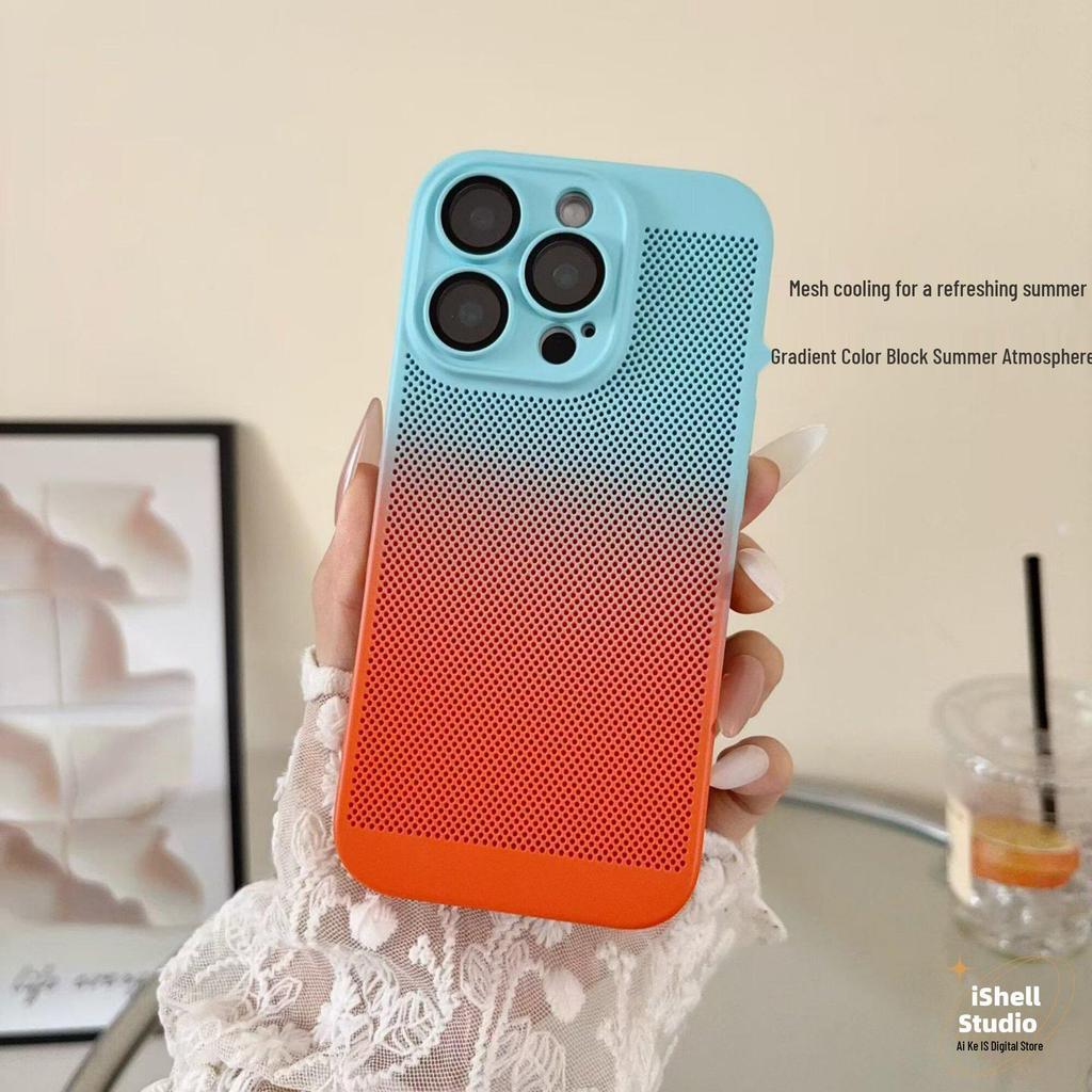 Чехол Apple 16 Pro Max с градиентным цветом и теплоотводом - Полное покрытие линз для iPhone 15/14/13
