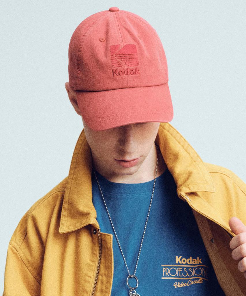 KODAK Свободный крой Кепка с вышивкой логотипа тон-в-тон Красный