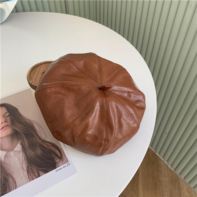 Осень и Зима Художественная Шляпа Британский Ретро Пу Берет Корейская Восьмиугольная Шляпа Тренд