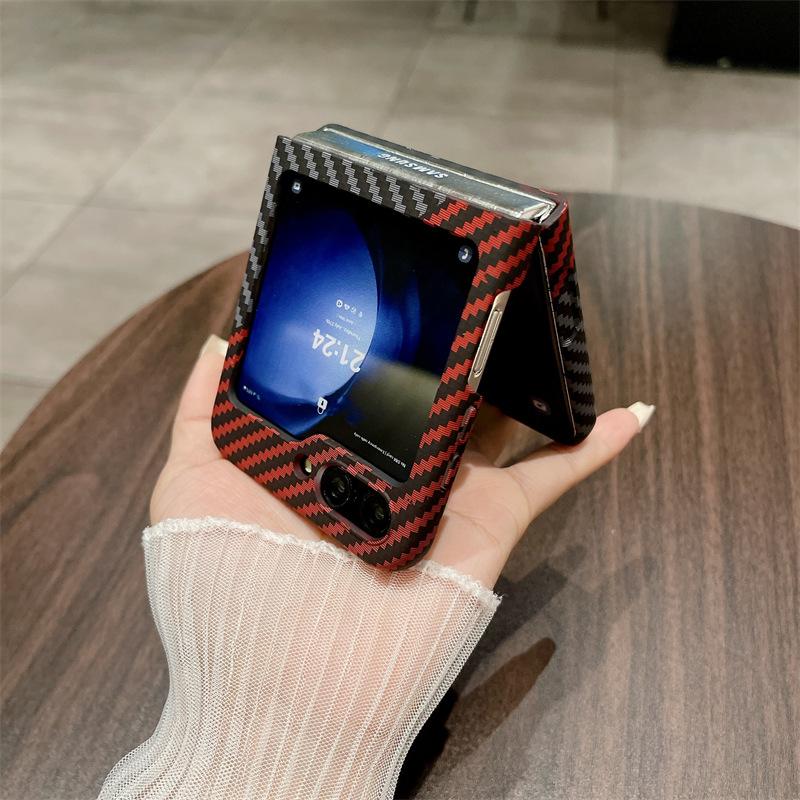 Текстура углеродного волокна подходит для чехла для мобильного телефона Samsung Zflip5, соответствующий цвету Zflip3 Advanced Sense, складной жесткий чехол Huawei X5