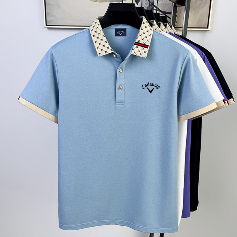 Callaway 2025 Лето Мужская Новая Повседневная Рубашка Поло Сплошного Цвета С Вышивкой Пони Цветной Воротник