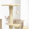 PALOMA Arbre à chat beige 40 x 40 x 114cm - 3 plateformes, 1 corde, 1 niche , poteaux à griffer