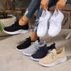 Women's Casual Chunky Platform Sneakers Anti-Slip Walking Shoes for Women Breathable Knitted Running Sneakers Lightweight Lace-Up Work Tennis Shoes