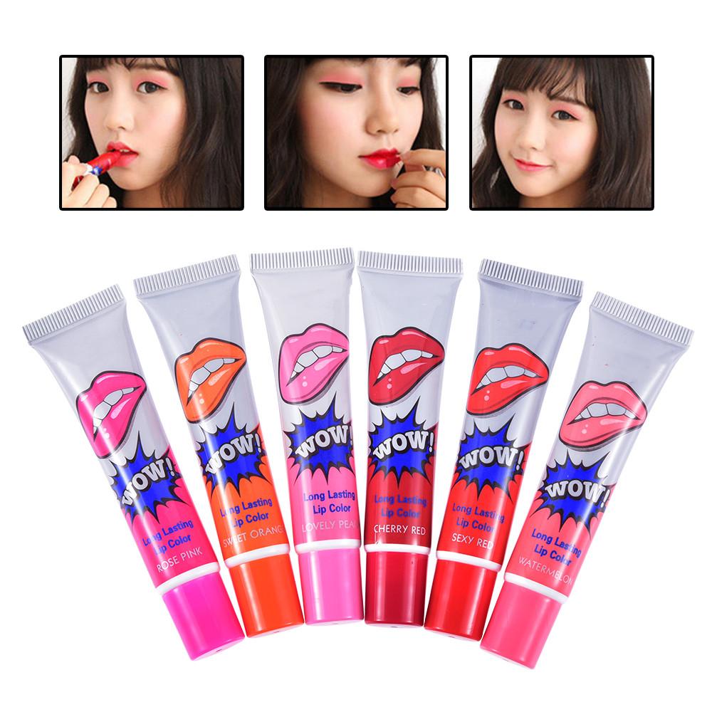 6 Colors Tear Pull Liquid Lipstick Long Lasting Lip Gloss Mask Base Waterproof Moisturizer Makeup Peel Off Lip Gloss Cosmetics
