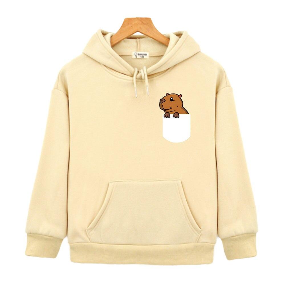 Милые толстовки с капюшоном в кармане в виде капибары, свитшот с мультяшным рисунком, топ с длинными рукавами для девочек, детский пуловер Y2k Sudadera, одежда для маленьких мальчиков