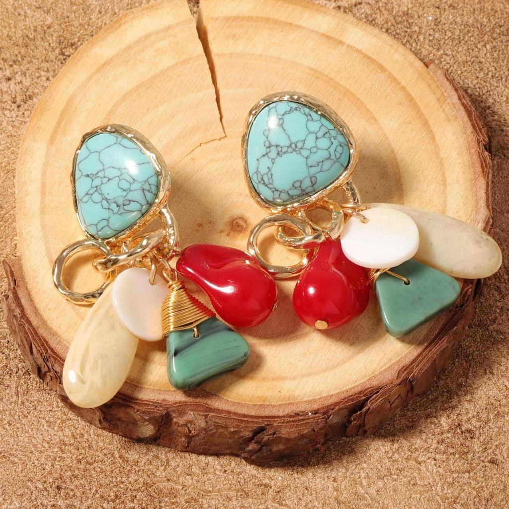 Модные женские серьги в ретро-этническом стиле, разноцветные, неправильной формы, с жемчугом и бриллиантами, персонализированные бусины, ювелирные изделия класса «Ниш»