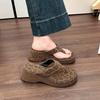 Summer 2025 New French Fashion Leopard Print Platform Flip-flops for Home Wear Lazy Shoes Women's Beach Shoes Slippers
