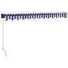 Retractable Awning Blue and White 3x2.5 m Fabric and Aluminum