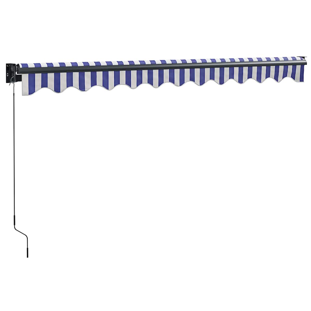 Retractable Awning Blue and White 3x2.5 m Fabric and Aluminum