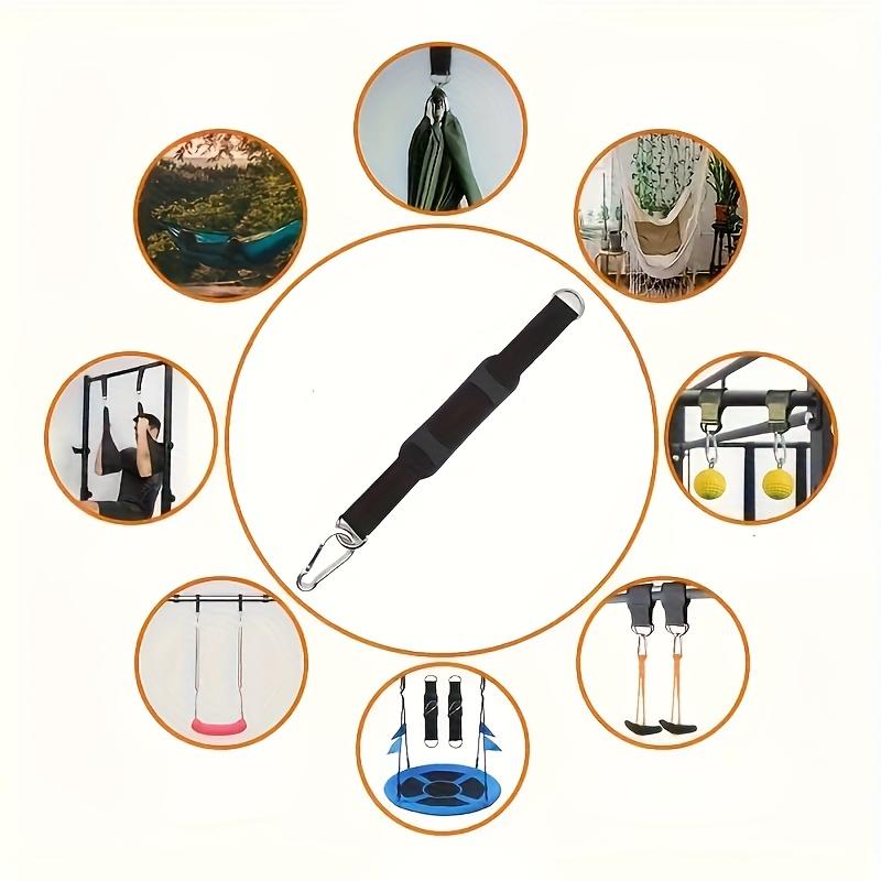2Pcs Nylon Sling Strap with Metal Hook, Versatile Gym Accessory for Sandbag Boxing Hammock, Black Heavy‑Duty Fitness Strap
