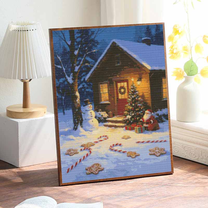 DIY 5D Diamond Painting Kit Snowy Christmas Cabin Full Drill Rhinestone Art Canvas Relaxing Creative Craft for Home Wall Decor Gift