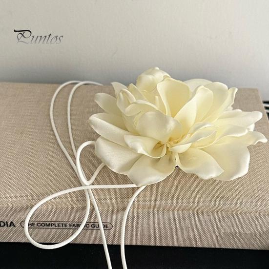 Женское колье-колье в стиле ретро с цветком, однотонное элегантное ожерелье на шнуровке с регулируемым воротником на бретельках, товары для вечеринок