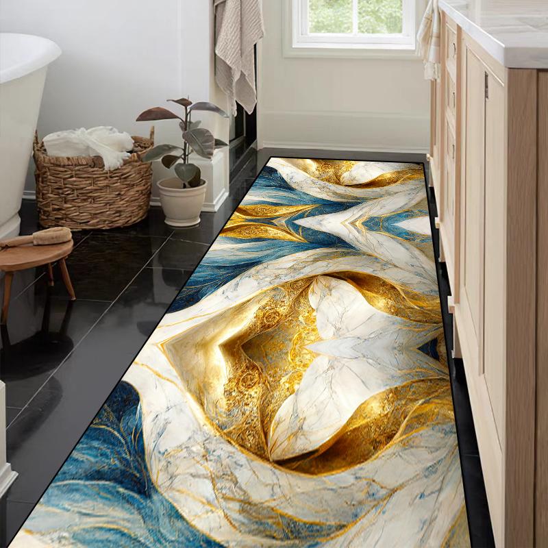 Роскошный Золотой Длинный Ковер для Коридора Высококлассный Ковер для Украшения Лобби Отеля Ковры для Лестничной Площадки Коридора Лестницы Ковровая Дорожка Нескользящий Кухонный Коврик