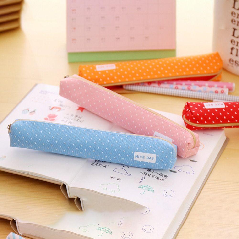 Long Strip Pencil Case Candy Color Stationery Pouch Lipstick Bag Pencil Bag Kids