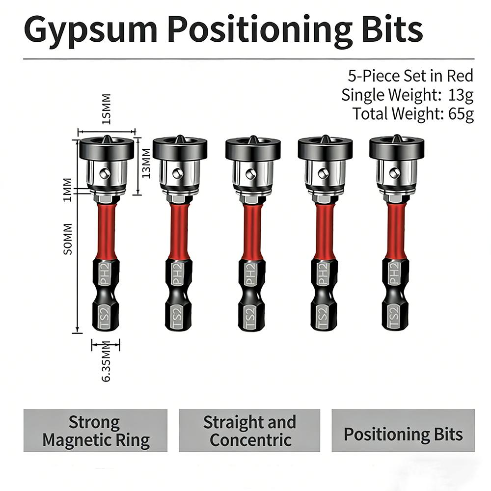Магнитные позиционирующие биты для отвертки Бита для гипсокартона 50 мм Головка для позиционирования шурупов для гипсокартона Инструменты для сверления