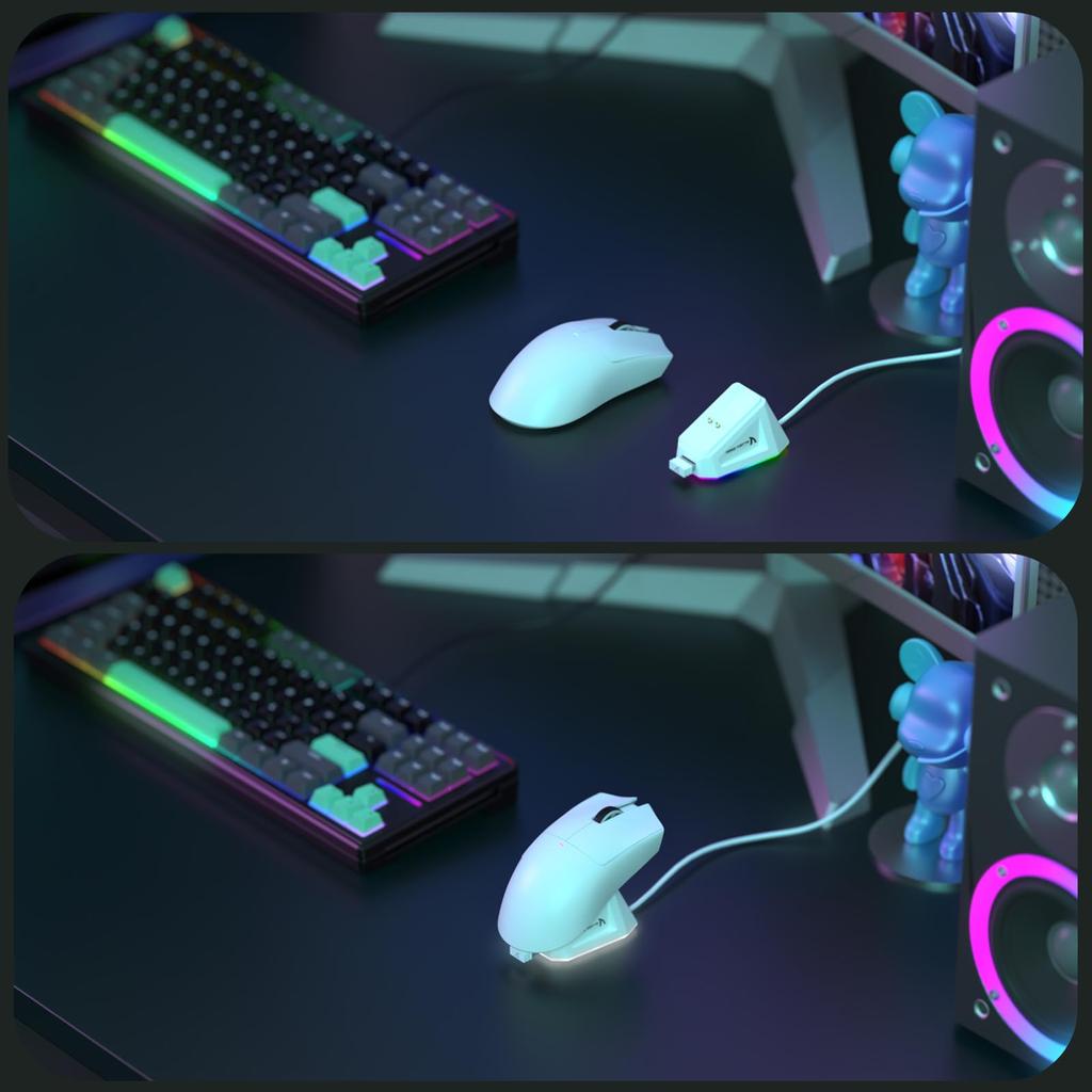 MAMBASNAKE x ATTACK SHARK X11 Ультралегкая Игровая RGB Магнитное Зарядное Соединение Двойной Bluetooth DPI PAW3311 HUANO Broadcom Энергия Эргономичная Белая