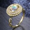 Luxury Gold Color Round Women Ring Vintage Party Noble Female-Midi-Rings Bright Imitation Opal Stone Wholesale Rings