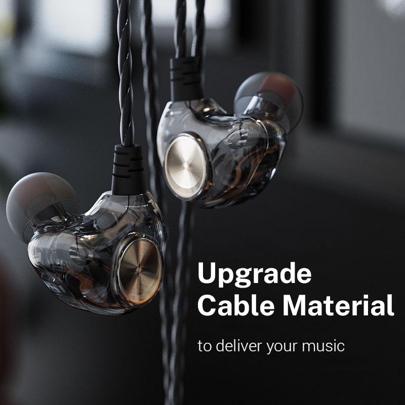 Wired Headphones with Microphone In Ear Monitor Earbuds Metal Bass HiFi Earphone Dual Drive Sport Noise Cancelling Headset