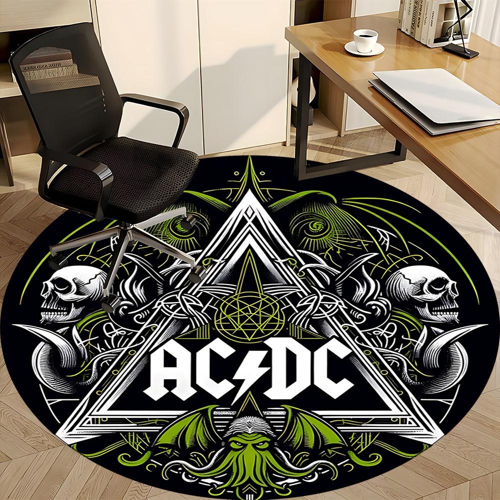 1 шт. Коврик для стула ACDC для офиса, нескользящий, мягкий и удобный, коврик для офиса, игр, легкий круглый напольный коврик