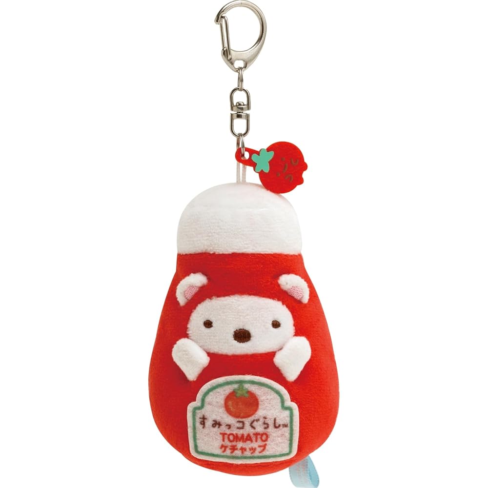 San-X Sumikko Gurashi Плюшевый брелок Сироккума (Кетчуп) 9 см x 6 см x 5 см