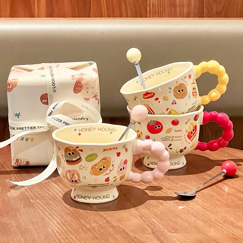 Милая керамическая кружка в французском стиле для бургера с картофелем фри