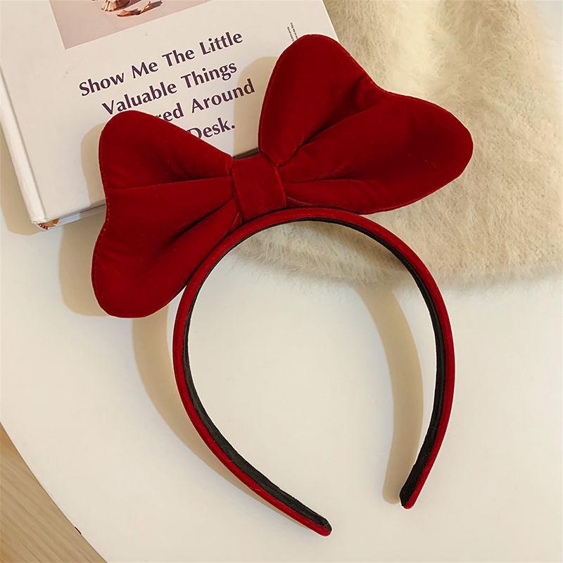 Christmas Red Velvet Bow Headband for Women's Autumn and Winter Cute Birthday Headbands Internet Famous 2025 Hair Accessories