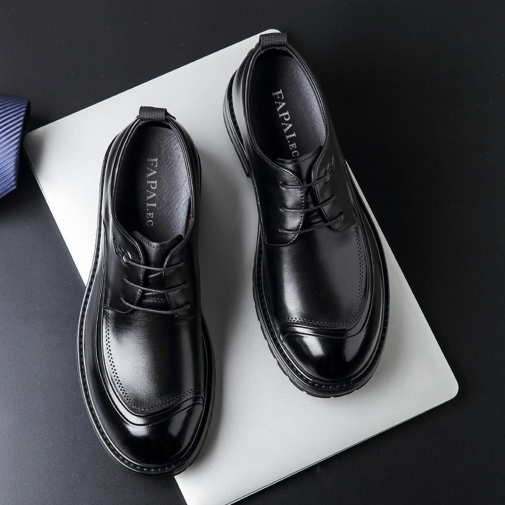 Big Head Leather Shoes Men's Business Large Size 46 Brown Leather Shoes First Layer Cow Men's Genuine Leather Work Commuter Shoes Trendy Pure Leather