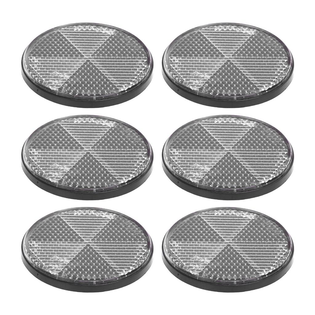 6pcs Round Reflectors Self Adhesive 2.24in Safety Reflector for Mailboxes Driveway Tunnels Post Cars Trailer White