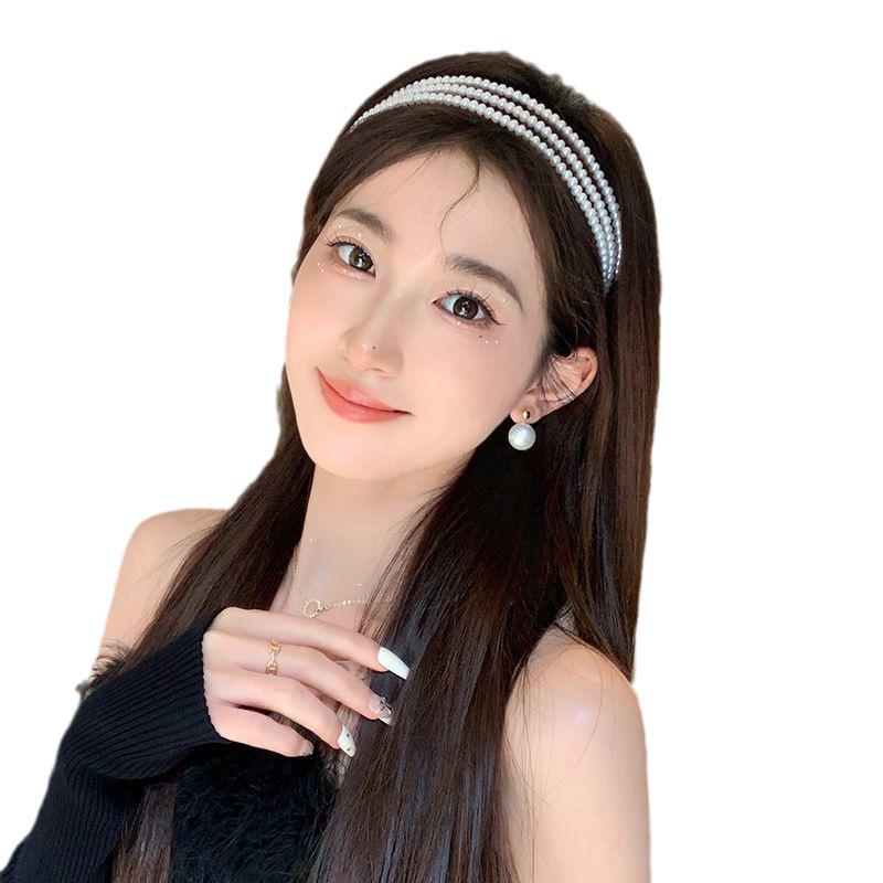 "2024 Французская романтическая повязка на голову с жемчугом: Супер Фея, топ с высоким черепом, стиль интернет-знаменитости, головной убор-шпилька для мытья лица