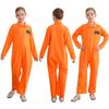 Boy Girl Prisoner Costume Kids Long Sleeve Prisoner Jumpsuit Carnival Fancy Dress Outfits