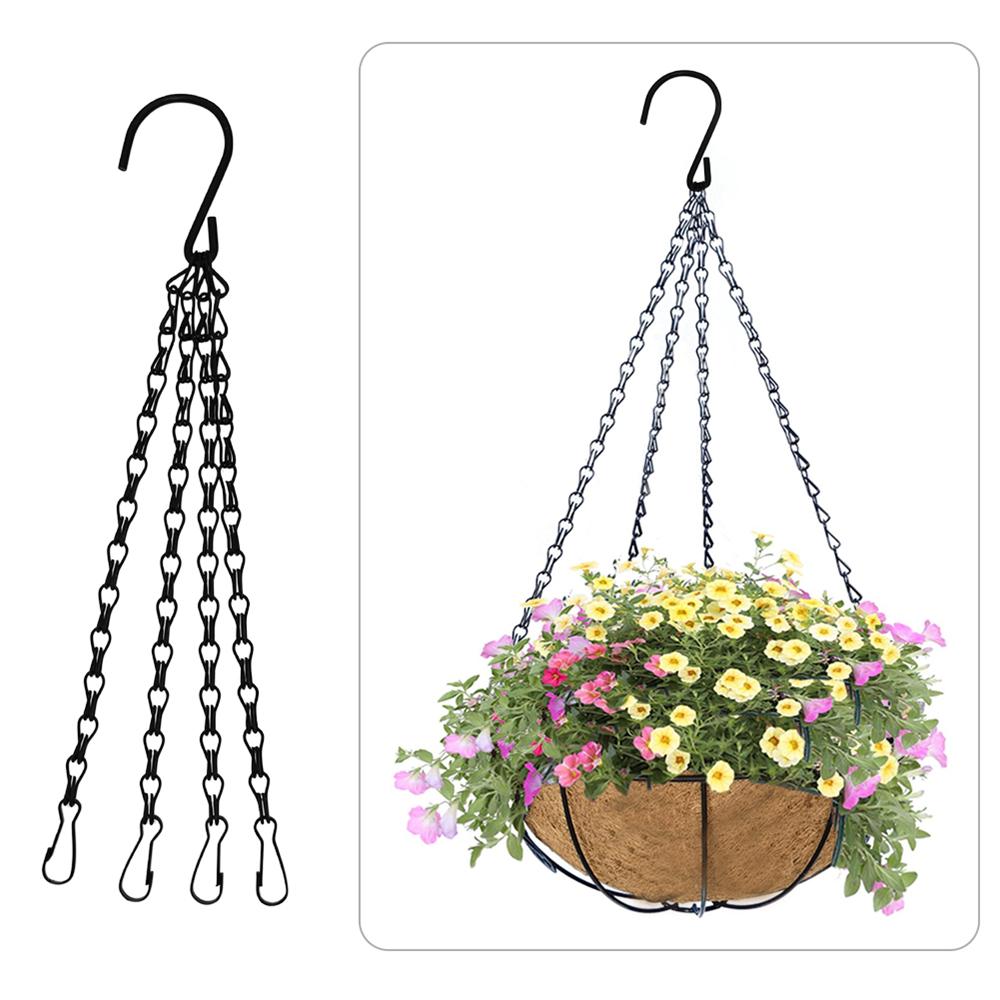 14" Hanging Basket Black/Silver Replacement Plant Hangers Hanging Chain Replacement Chains 4 Strand