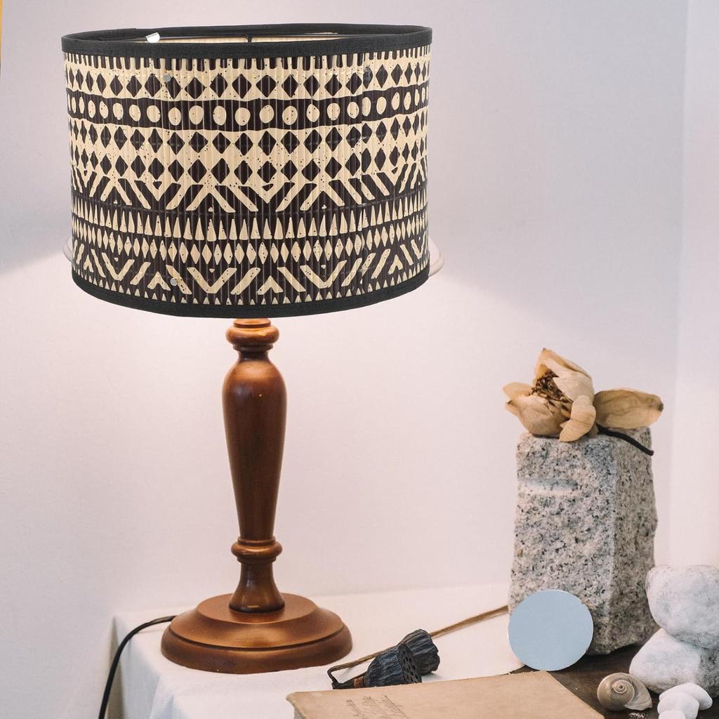 Angoily Бамбуковый абажур Винтажный абажур-барабан Декоративный чехол для лампы для люстр Торшер Подвесной светильник Настольная лампа